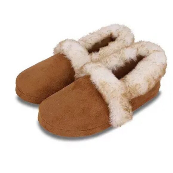 Women’s Isotoner Closed Back Slippers Cognac Small Memory Foam Comfort - Picture 4 of 5